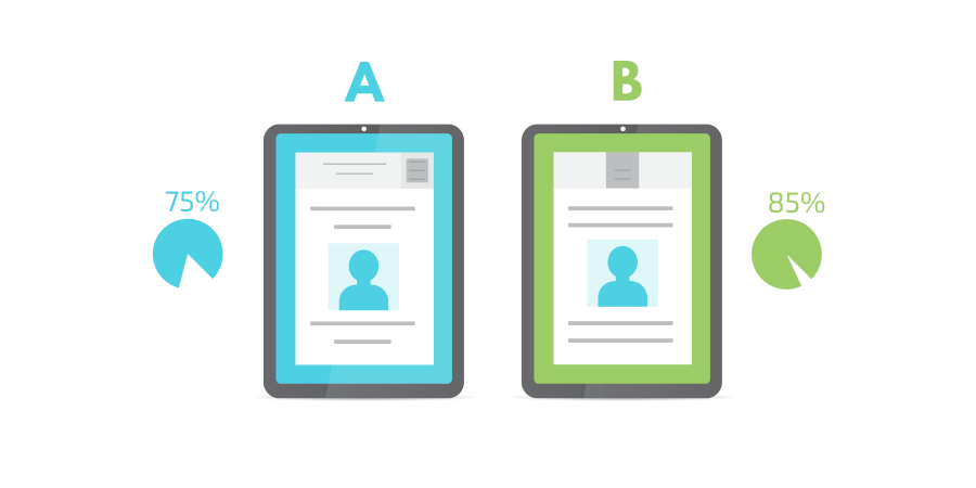 Two design images show the importance of A/B testing in making a user-friendly website